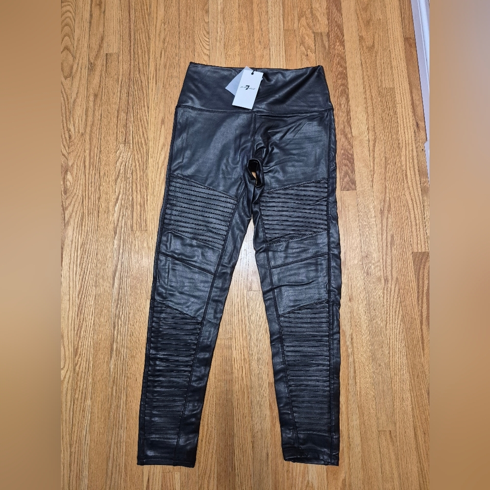 7 For All Mankind Black Faux Leather Pants